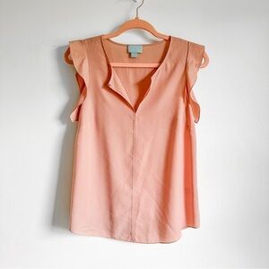 CeCe by Cynthia Steffe Blush Pink Chiffon Flutter Sleeve Lightweight Top sz S